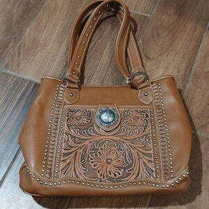 Trinity Ranch brown shoulder bag embossed leather